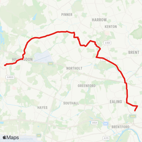 TfL Acton Town - Alperton - Rayners Ln (All Day) map