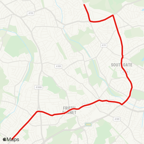 TfL Cockfosters - Arnos Grove - Finchley Central map