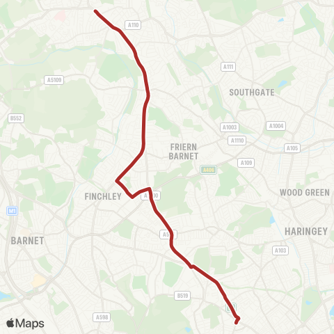 TfL High Barnet - Finchley Central - Archway map