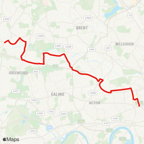 TfL North Acton - Northolt map