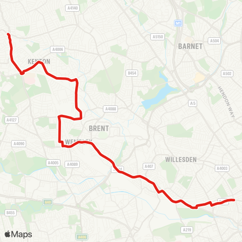 TfL Harrow & Wealdstone - Stonebridge Pk - Queen's Pk (All Stops) map