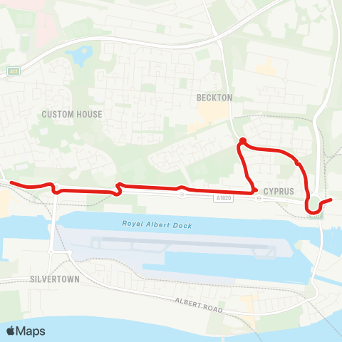 TfL Prince Regent - Beckton - Gallions Reach map