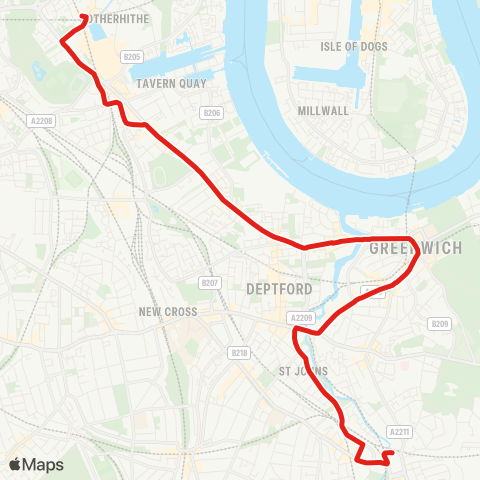 TfL Canada Water - Greenwich - Lewisham map