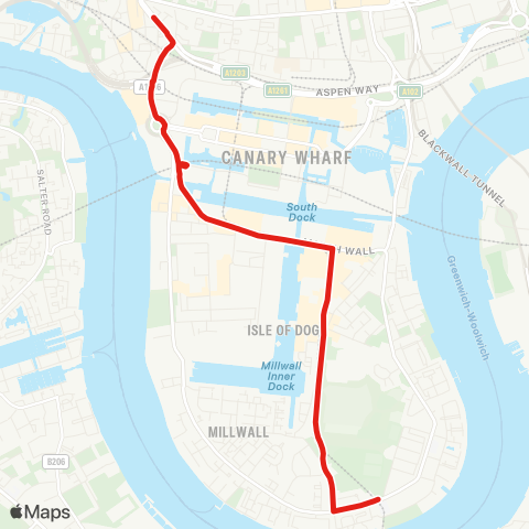 TfL Westferry - Canary Wharf - Heron Quays - S Qy - Crossharbour - Mudchute - Island Gardens map