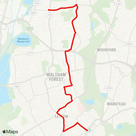 TfL Chingford Mt - Highams Pk - Bakers Arms - Leyton - Leytonstone map