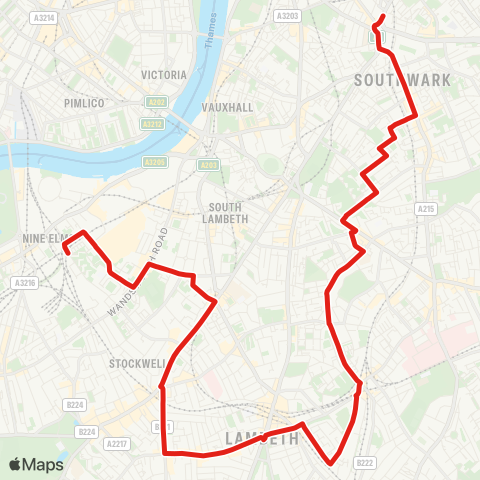 TfL Elephant & Castle - Brixton - Patmore Estate map