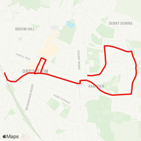 TfL Orpington Sta - Orpington War Mem - Spur Rd - Ramsden Estate map