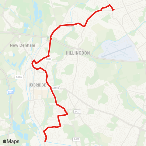 TfL Ruislip - W Ruislip - Ickenham - Uxbridge - Brunel Univ - Hillingdon Hosp - Yiewsley - W Drayton map