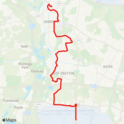 TfL Uxbridge - W Drayton - Heathrow Airport map