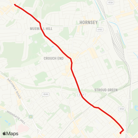 TfL Muswell Hill - Crouch End - Finsbury Pk map