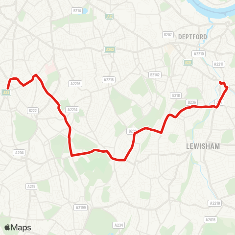 TfL Lewisham Sta - Ladywell - Brockley Rise - Honor Oak Pk - Dulwich - Loughborough Jct - Brixton map