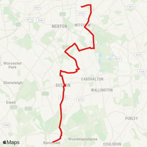 TfL Banstead, Marks & Spencer - Lavender Fields map