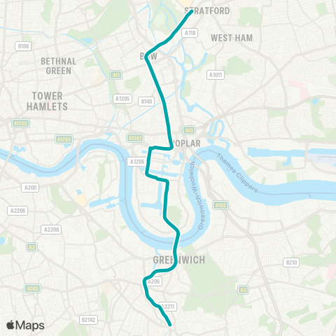 TfL Bank / Tower Gateway / Stratford / Stratford International - Beckton / Lewisham / Woolwich Arsenal map