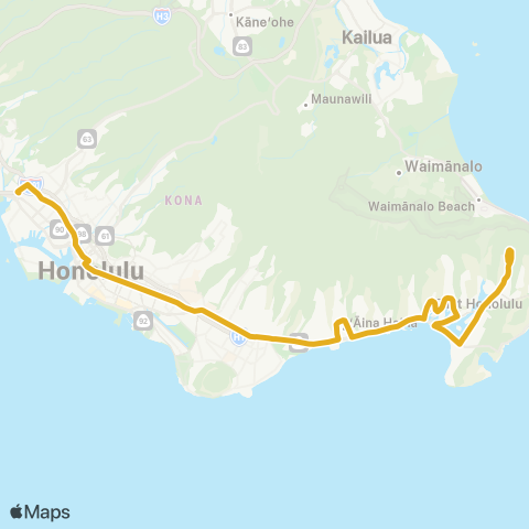 TheBus Kaimuki-Kalihi map