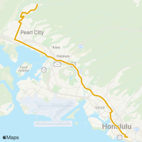 TheBus Honolulu-Pacific Palisades map