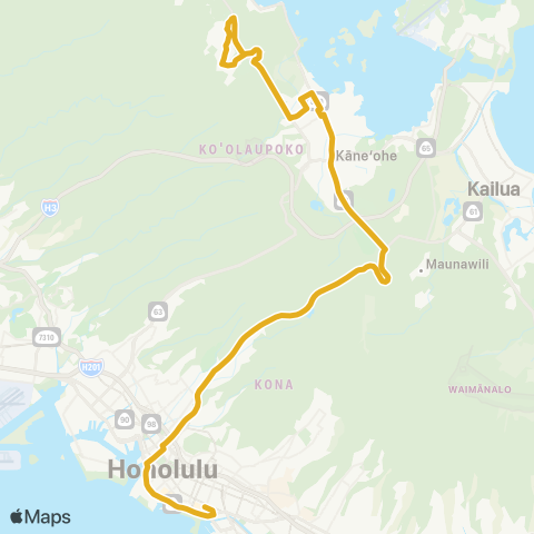 TheBus Honolulu-Kaneohe-Ahuimanu map