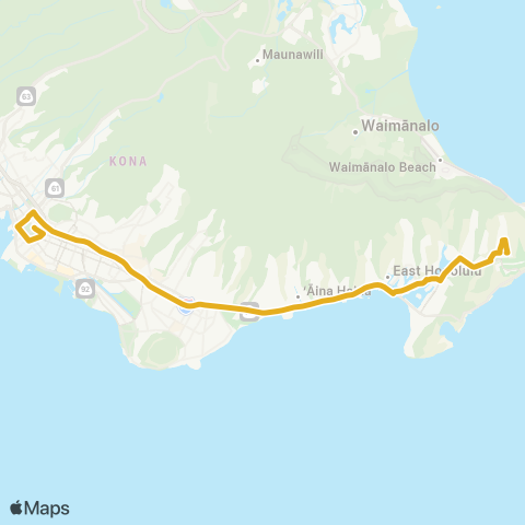 TheBus Hawaii Kai Park & Ride Express map