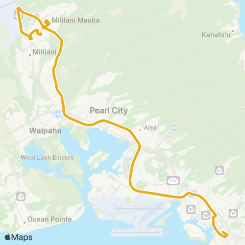 TheBus Wahiawa-Mililani Park & Ride map