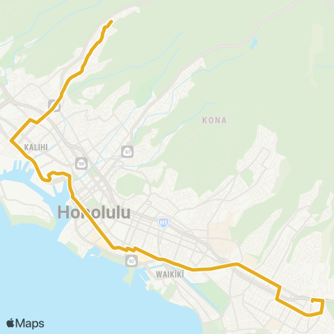 TheBus Kalihi Valley-Kahala map