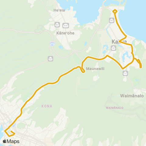 TheBus Windward Express-Kailua map