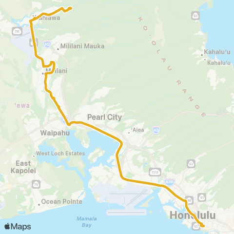 TheBus Honolulu-Wahiawa map