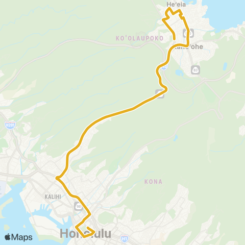 TheBus Windward Express-Haiku map