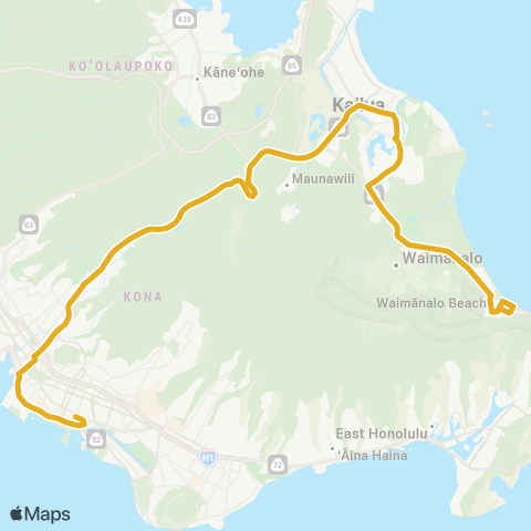 TheBus Honolulu-Kailua-Waimanalo map