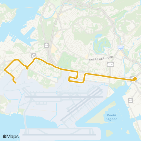 TheBus Hickam-Airport-Kalihi Transit Center map