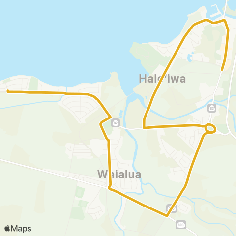 TheBus Waialua-Haleiwa map