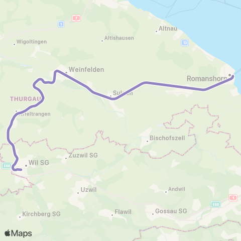 THURBO Wil SG - Romanshorn map