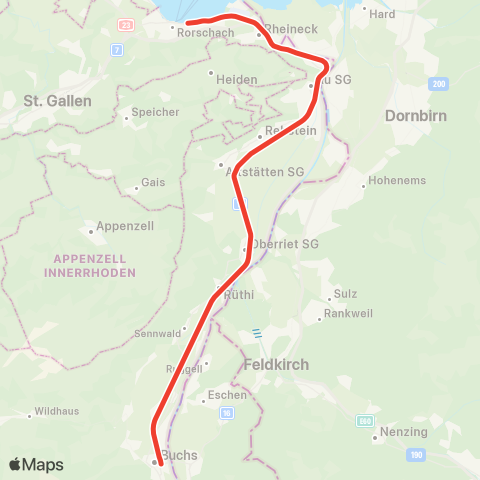 THURBO Buchs SG - Rorschach map