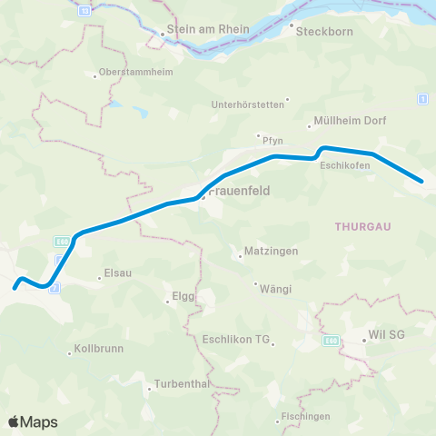 THURBO Winterthur - Weinfelden map