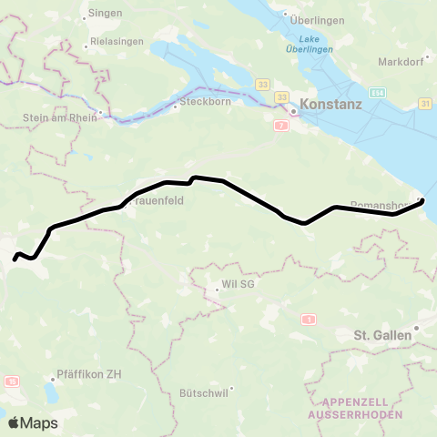 THURBO Winterthur - Romanshorn map