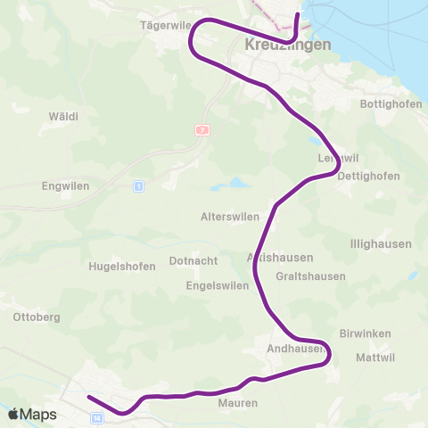 THURBO Konstanz - Weinfelden map