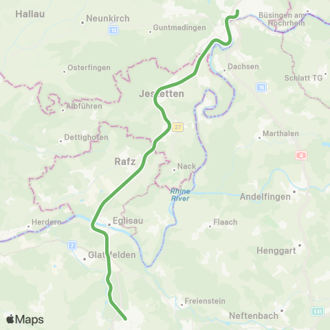 THURBO Jestetten - Schaffhausen map