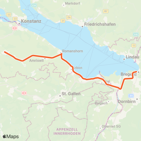 THURBO Rorschach - Weinfelden map