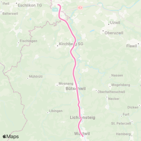 THURBO Wattwil - Wil SG map