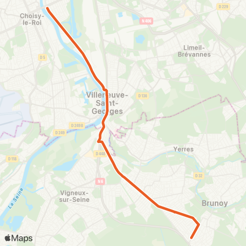 Île-de-France Mobilités Collège Pompidou↔︎Gare de Vigneux-s/-Seine map