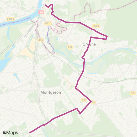 Île-de-France Mobilités Gare de Villeneuve Pl. Semard↔︎Clos de la Régale map