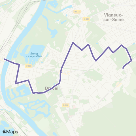 Île-de-France Mobilités Juvisy Gare rout. Seine↔︎Bergeries St Hubert map