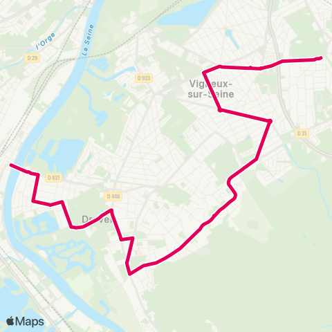 Île-de-France Mobilités Payen↔︎Lycée de Montgeron map