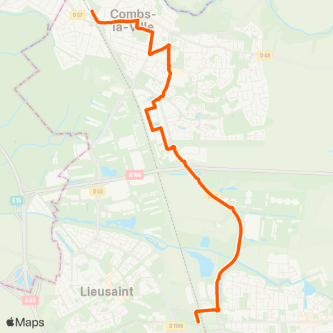 Seine Sénart Bus Gare de Lieusaint Moissy↔︎Gare de Combs-la-Ville Quincy map