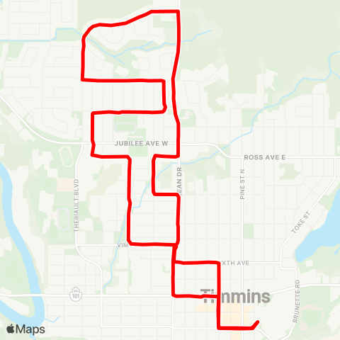 Timmins Transit Westmount map