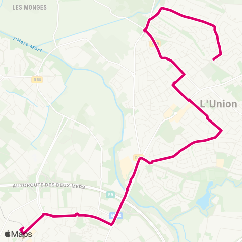 Tisséo Borderouge / L'Union Malbou map