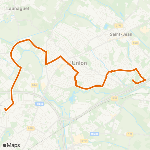 Tisséo Borderouge / St-Jean Clinique de L'Union map