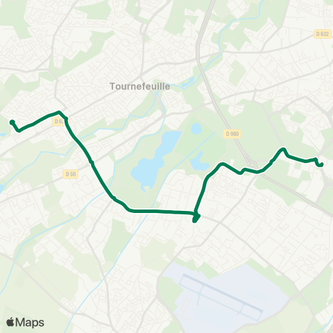 Tisséo Basso Cambo / Tournefeuille Lycée map