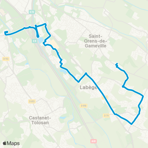 Tisséo Ramonville / Labège Couder ou St-Orens Lycée map