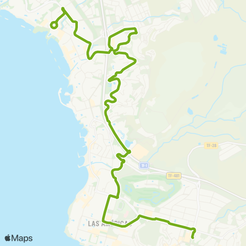 TITSA Los Cristianos - el Duque map