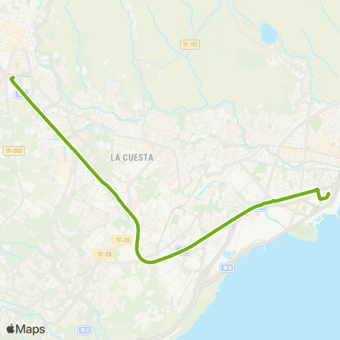 TITSA Santa Cruz - la Laguna (Express) map