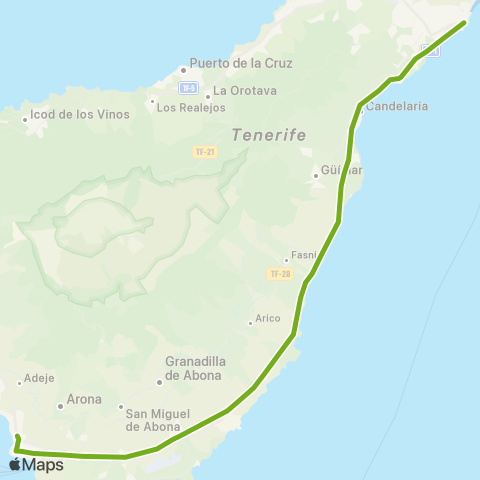 TITSA Santa Cruz - los Cristianos - Costa Adeje map